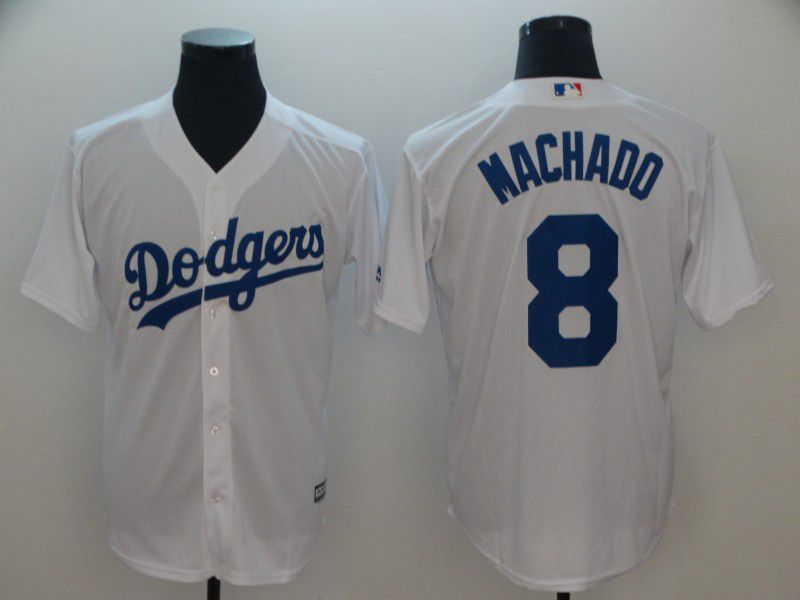 Men Los Angeles Dodgers 8 Machado White Game MLB Jerseys